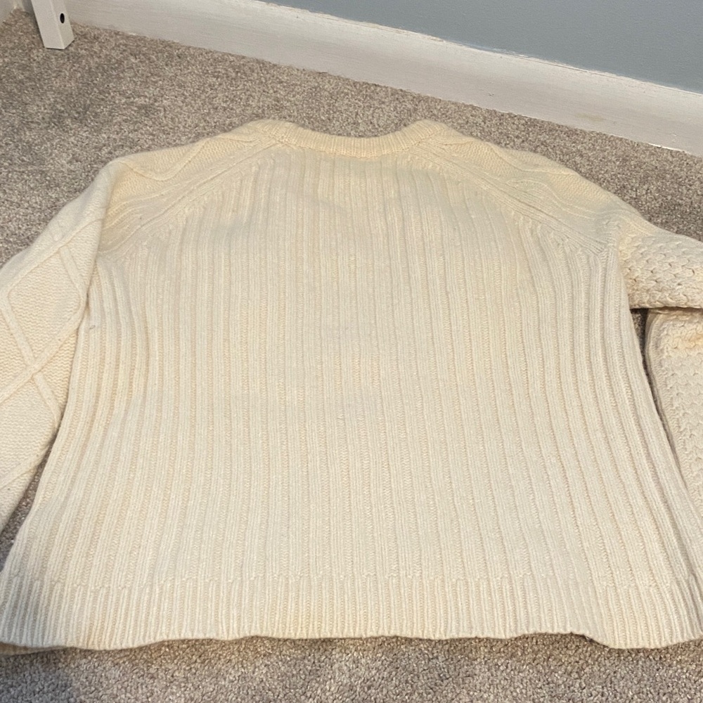 J. Crew creamy white Hawthorne pom pom Textured Crew Neck Sweater - Picture 7 of 7